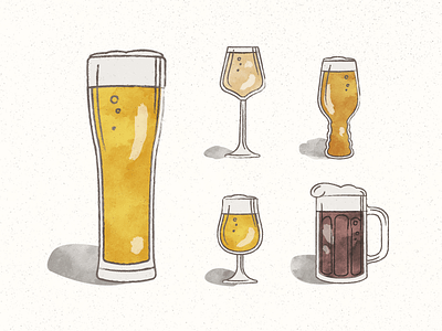 Beer Glassware Illustrations alcohol beer craft beer event glassware illustration