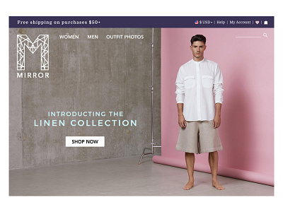 Mirror Header clothes clothings e commerce header landing navigation page site store ui ux website