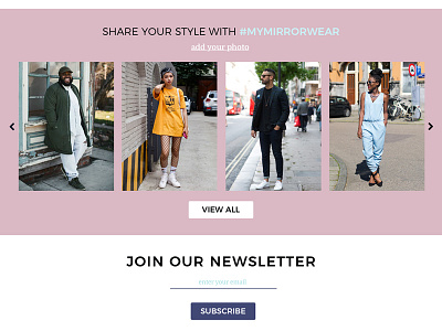 Display of brand clothing styles brand clothing display diversity ecommerce mirror newsletter responsive store style ui ux