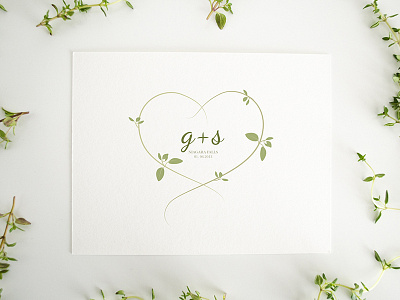 Vines & Love green heart leaves love vines wedding logo