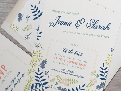 The Gladstone botanical cards envelope floral invitations invites lettering pattern typography wedding