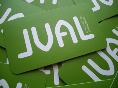 JVAL logo branding business cards green