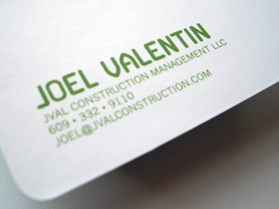 JVAL branding business cards green