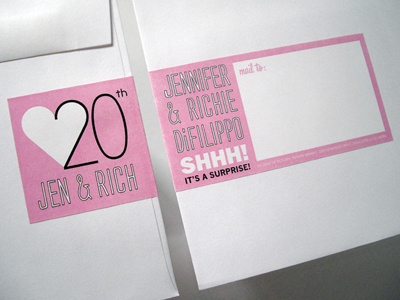 Anniversary Invitation 2 envelope invitation pink sticker