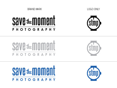 Save The Moment black blue branding grey logo