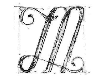 M hand drawn monogram typography