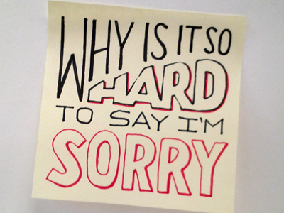Sorry lettering pen sketches sticky note typography