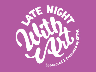 Late Night With Art branding lettering logo purple typography