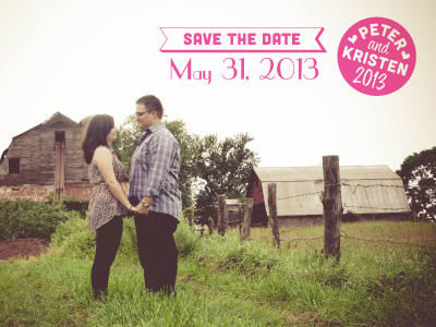 Save the Date invitation invitations pink save the date stamp