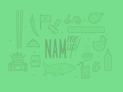 Nam Me Up! asia cuisine food fresh icons label market pho stall temple vietnam vietnamese