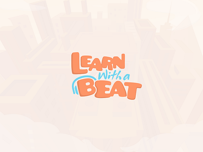 Learn with a Beat 3 point perspective children city class headphones kids learning logo music play school skyline