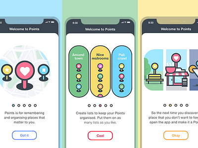 Points Onboarding app bookmark favourite instruction ios location notch onboarding park places restaurant tutorial