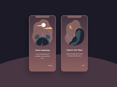 Sleep App alarm app design illustration mobile sleep ui ux vector