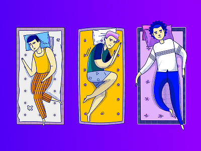 Male Character Illustration for Nectar gradient illistration mattress minimal ui