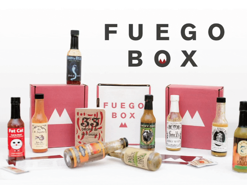 Fuego Box Mockup & Brand branding condiments fire food gif hot sauce mockup motion packaging design sauce spicy sriracha