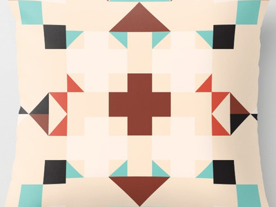 Geometric Quilt Like Pattern Ivory Rust Sable Teal brown geometric ivory pattern quilt red sable teal
