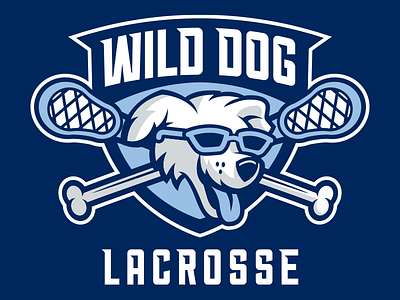 Wild Dog Lacrosse logo blue carolina blue dog illustration lacrosse logo sunglasses vector