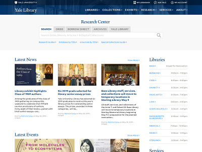 Yale Library 2019 Redesign Concept higher education library website concept yale