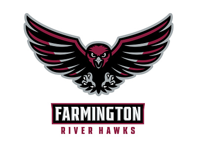 Farmington River Hawks Logo black brand branding design hawk identity illustration illustrator logo maroon sports vector