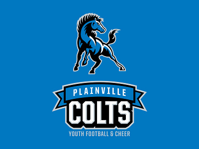 Plainville Colts Youth Football Logo brand branding design football horse identity illustration illustrator logo sports vector