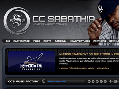 CC Sabathia Homepage concept