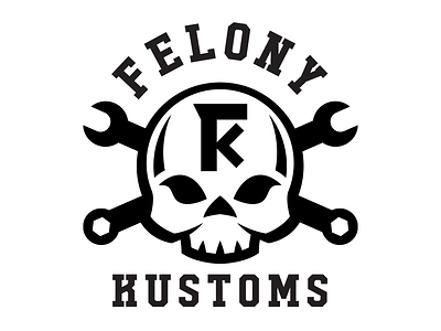 Felony Kustoms Logo Concept auto logo skull vector