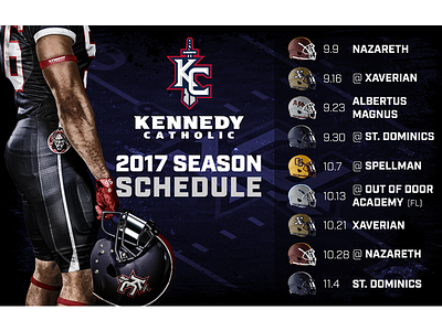 2017 Kennedy Catholic Football Schedule Poster