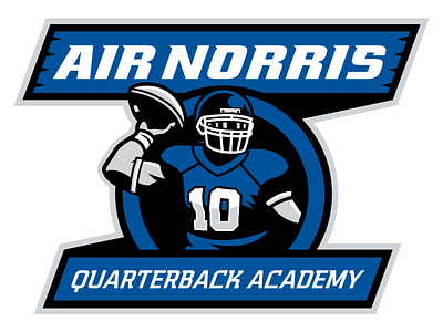 Air Norris Quarterback Academy black blue football illustration logo shield sports sports logo vector