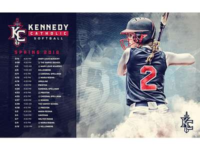 2018 Kennedy Catholic Softball Schedule poster softball sports