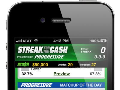 ESPN Streak For The Cash iPhone app