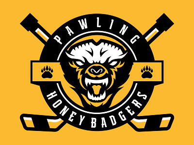 Pawling Honey Badgers Hockey Club badge brand branding crest design hockey icon identity illustration illustrator logo sports vector