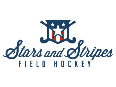 Stars and Stripes Field Hockey Logo blue field hockey illustration logo mark red sports vector white