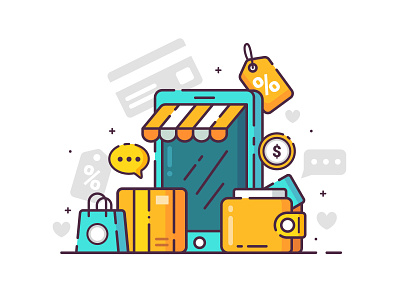 Shopping Illustration commerce e commerce icon icons illustration outline shopping tech ui vector