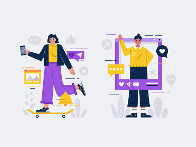 Social Media People Flat Illustration