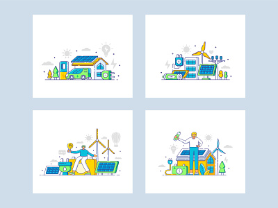 Solar and Green Energy Illustration for stock vector website