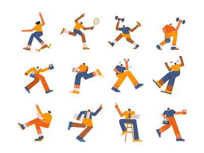 Illustrations of people with different poses and activities
