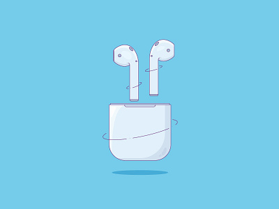 Music Pods airpods apple blue earphone illustration music tech