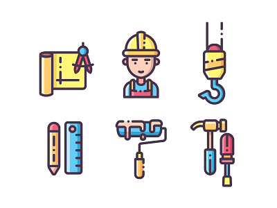 Construction Icons building construction construction worker icon outline repairman ui ux vector