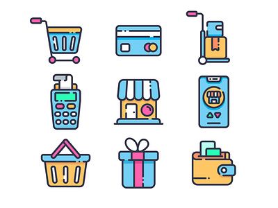 Shopping Icons commerce finance lineal shop shop app shopping ui ui ux