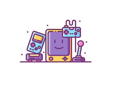 Retro Games fun games icon illustration line art retro