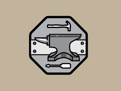 Craftsmanship Badge anvil hammer logo