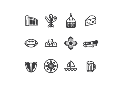 Free Madison Icon Set badger beer bike capital cheese football madison silverware