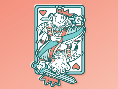 Kings of Heart card hearts illustration king