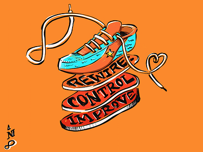 Orange Shoe Gym Mural sketch illustration mural shoes