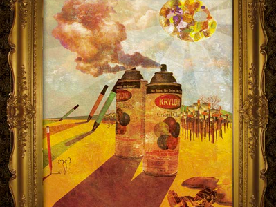 Advertisement for Art Supplies advertisement antique collage frame markers paint palette photography photoshop spray