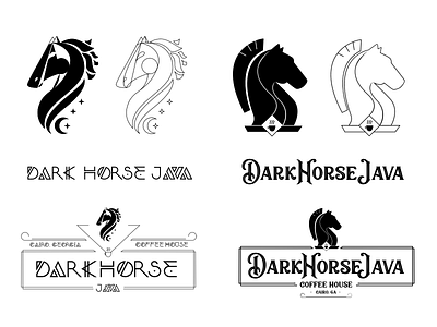 Dark Horse Java Brand Concepts cairo chess coffee dark georgia horse java linework logo moon nordic stars