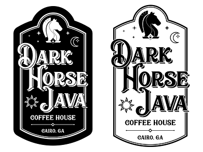 Dark Horse Java Packaging Stickers cairo chess coffee dark georgia horse java moon packaging stars sticker