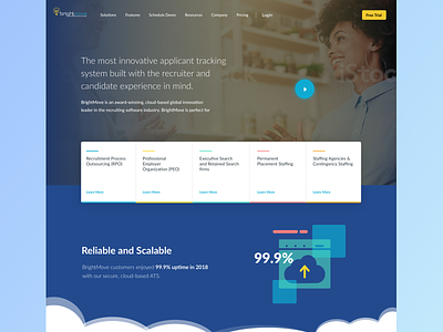 BrightMove Landing Page Hero Concept ats brightmove clouds gradient hero landing recruiting software ui web website