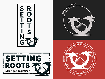 Setting Roots Inc. Logo Combinations heart home house logo non profit nonprofit palm trees roots