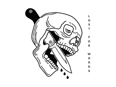 Lost for Words. blade bones illustration knife skeleton skull spooky tattoo